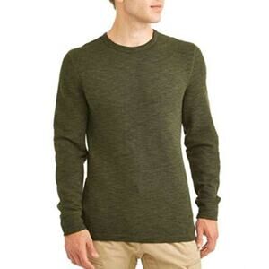 Mens Long Sleeve Crew Neck Sweater Olive Branch Heather Small 34/36 NEW